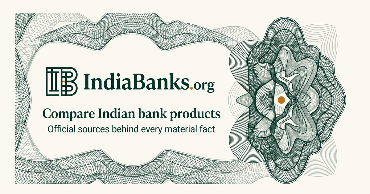 IndiaBanks.org social cover with its monogram and Indian bank product comparison message